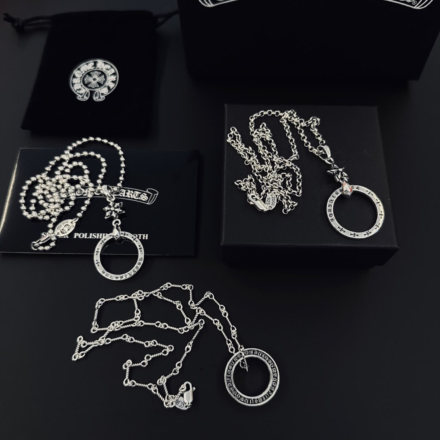 Chrome Hearts One Arts Sterling Silver Circle Pendant Necklace